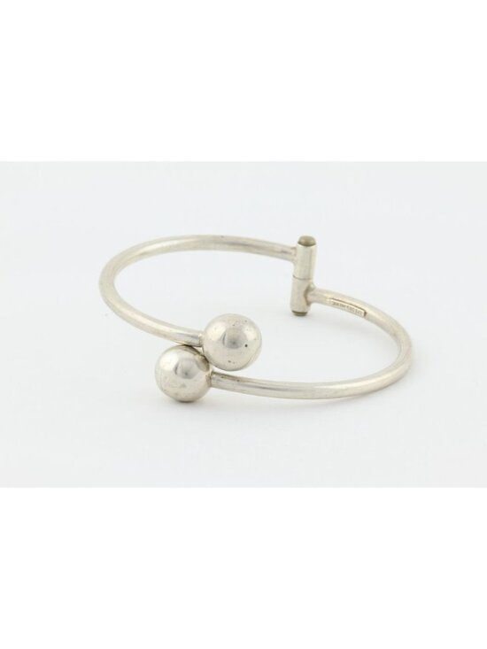 Unbranded Jewelry - Sterling Silver Ball Bead Cuff Bangle Bracelet Opens 7" inch